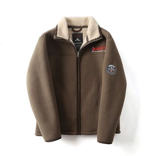 

mens jackets pluse size fleece jacket winter thickened lambswool casual coat cotton cashmere winter outerwear collar warm 230831, Black;brown