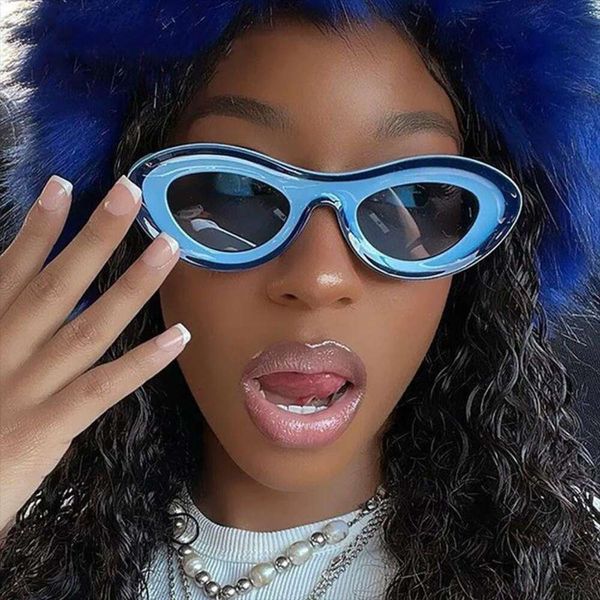 

oval sunglasses style color blocking trendy concave, White;black