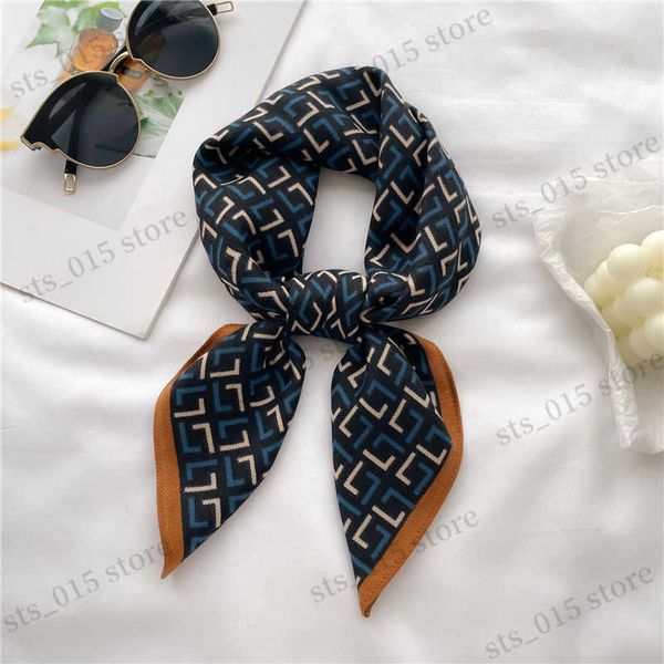 

scarves small neck tie for women hand wrist neckerchief 2023 fashion hair scarf new design square plaid velour foulard echarpe bandana t2304, Blue;gray