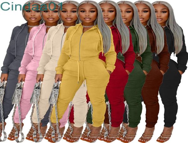 

women tacksuits two pieces set designer velvet fabric hoodie zipper jacket pants sweatshirt leggings solid colour leisure suit 8 c9856406, Gray