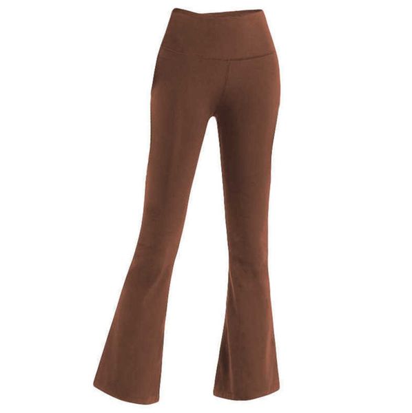 

l-06 women high waist yoga flared pant wide leg sport trousers solid color slim hip loose dance tights ladies gym plus size leggings running