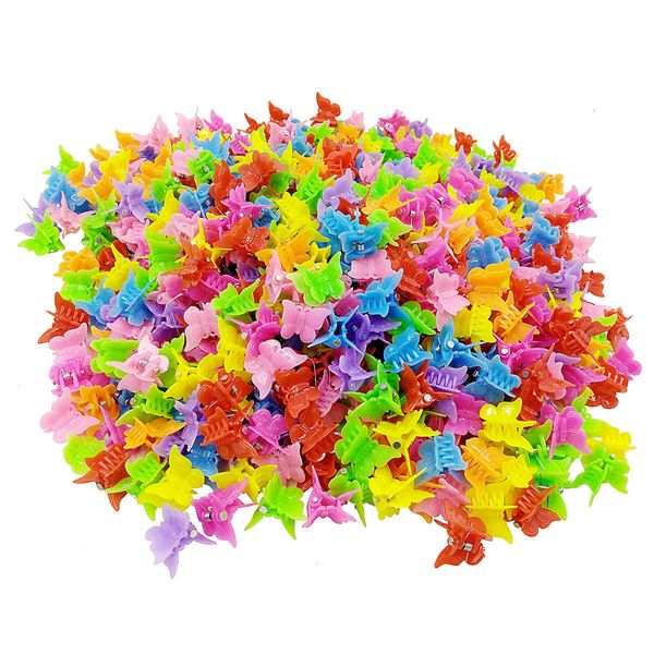 

100 children's small grippers jelly butterfly hairpins girls cute mini grippers various hairpins, Slivery;white