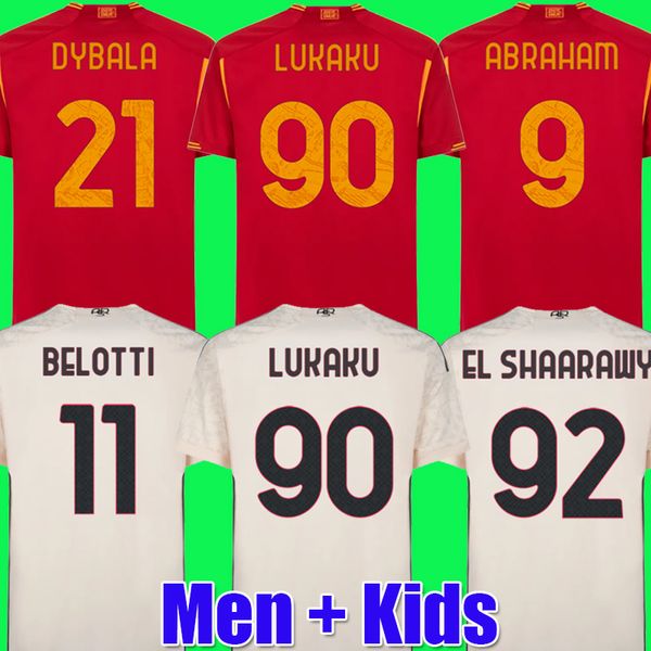 

23 24 dybala soccer jerseys maglia pellegrini belotti celik abraham 2023 2024 football shirts mancini kumbulla men kids kit el shaarawy unif, Black;yellow