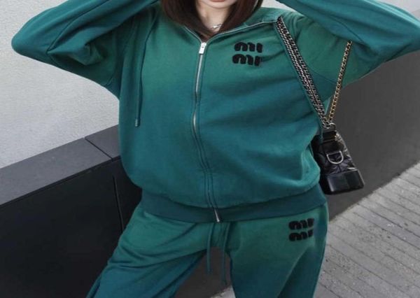 

sports suit designer sportswear embroidered letters hoodie back print zipper cardigan women039s cotton sweatshirt casual pants 9317176, Gray