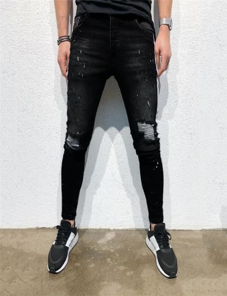 

men039s pants 2021 men jeans classic designer denim skinny pant distressed ripped freyed slim fit printed trousers6488727, Black