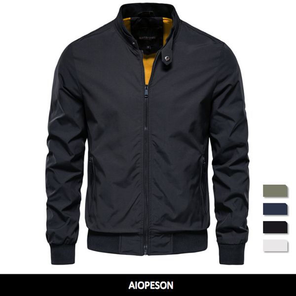 

mens jackets aiopeson solid color baseball jacket men casual stand collar bomber autumn slim fit for 230831, Black;brown