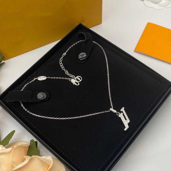 

fashion luxury classics necklaces pendants brand designer 18k gold letter choker pendant necklace chain men women cuban link jewelry gifts v, Silver