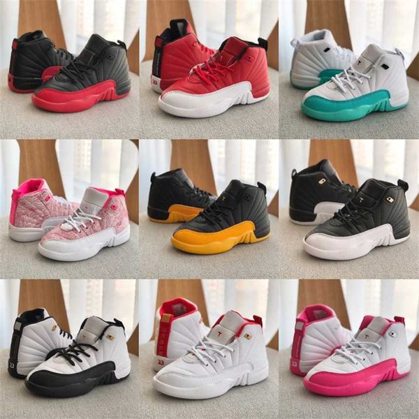 

shoes basketball kids jumpman 12 12s xii taxi dark grey vivid pink french blue gym red the master flu game bordeaux toddler children kid boy