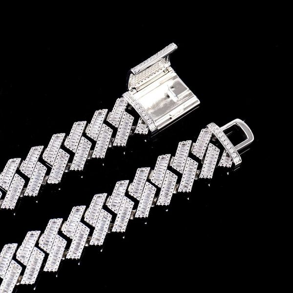 

platinum plated cuban chain necklace moissanite vvs, Silver