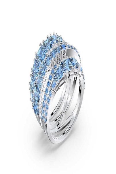 

rovski women's multi-layer crystal ring, elegant european jewelry, spiral winding design, new series 20201623856, Slivery;golden