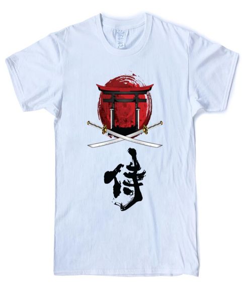 

samurai katana tori gate kanji cartoon t shirt men039s cotton funny tshirts male short sleeve moive t shirt s3xl print japan 4583263, White;black