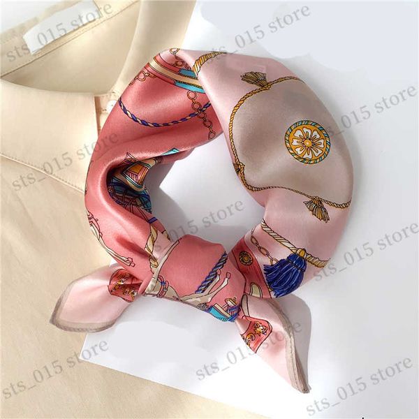 

scarves summer new scarf women natural lady small foulard silk square hairband neck scarves bandana fashion print kerchief 2022 t230425, Blue;gray