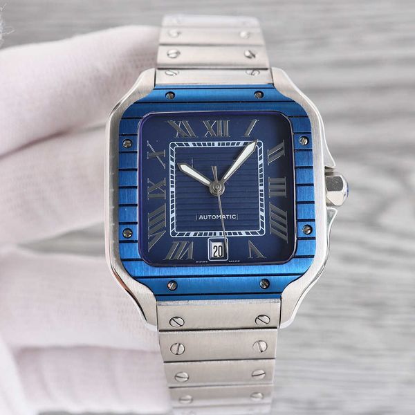 

superclone santos watch original thick 9.08mm cater manual steel mens watches wssa0009with quick link switch strap mgcd mechanical movement, Slivery;golden