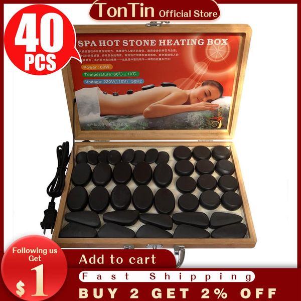 

tontin 40pcs set body massage stone set stone with heater box ce and rohs266g