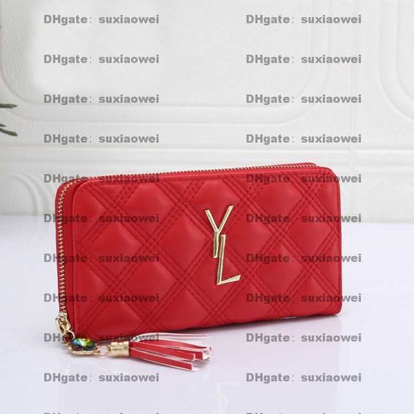 

luxury designer wallet premium leather diamond fashion men women zipper wallet classic coin purse credit card holder, Red;black