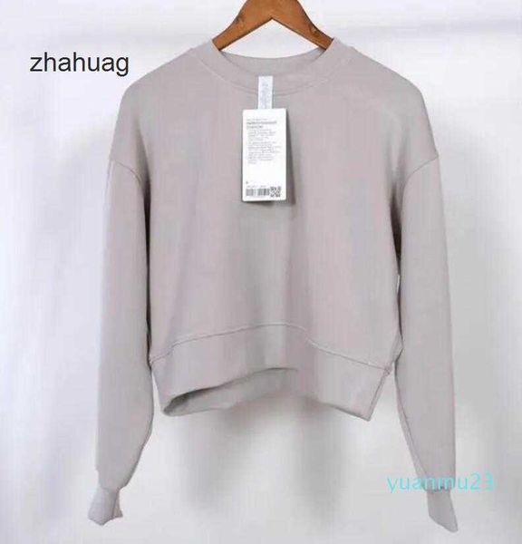 

women's hoodies sweatshirts lululemens women yoga outfit hoodie loose long sleeve crop fitness workout high elasticity crew 91 gym runn, Black