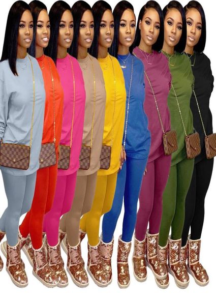 

candy color sports wear casual jumpsuits ladies two pieces outfit suits women two piece sets female mid waist long pants8616263, Gray