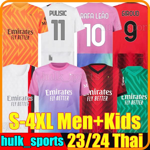 

4xl pulisic 23/24 third soccer jerseys chukwueze rafa leao giroud ac milanes tomori florenzi theo bennacer calabria kalulu m.maignan 3rd foo, Black;yellow