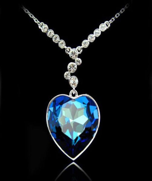 

the heart of the titanic pendant necklace blue gemstone rovski elements necklace fashion crystal jewelry k1471561789, Silver