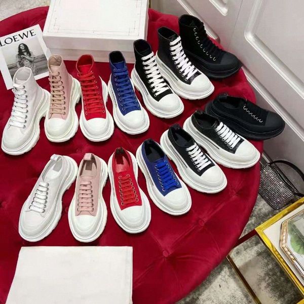

fashion tread slick canvas sneaker arrivals platform shoes high triple black white royal pale pink red men women lace up canva sneakers casu