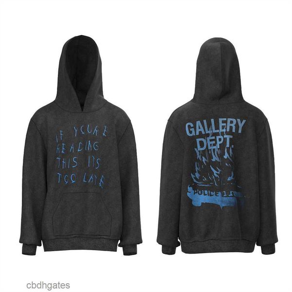 

brand hoodie mens fashion gallerry deptt american trendy printed vintage washed men's loose hoodies sweater 28gh, Black