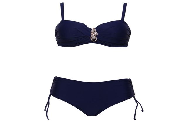

andzhelika plus size swimwear bandeau 2019 solid diamond high waist bikini set swimsuit swim bathing suits ak8091 mx2006133056449, White;black