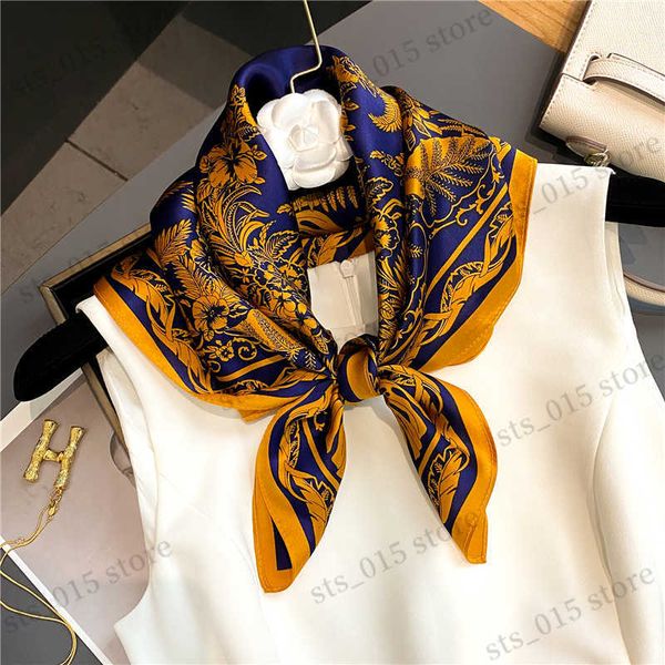 

scarves fashion % nutural silk scarf women hijab luxury brand 70cm square neckerchief headband shawl wraps foulard bandana 2022 t230425, Blue;gray