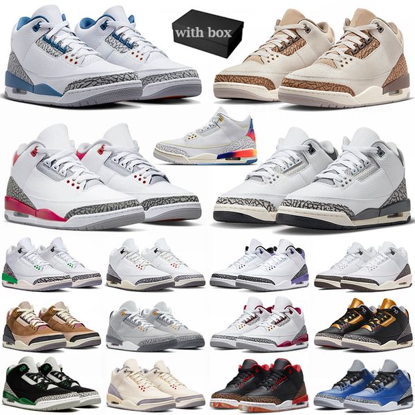 

with box jumpman 3 basketball shoes for men 3s sneakers sunset palomino fire red pine green cool grey neapolitan white cement wizards unc me