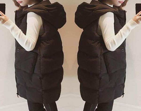 

women039s vests hoodie waistcoat vest womens plus size gilet casual sleeveless black long jacket coat female winter outwear7078852, Black;white