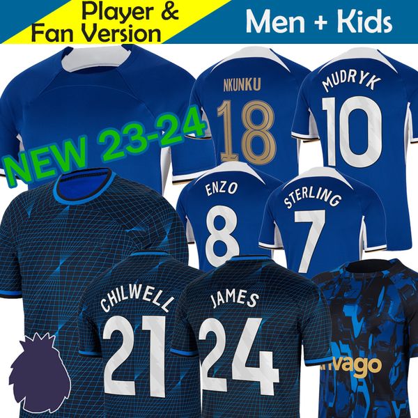 

23 24 cfc nkunku soccer jerseys n.jackson kids kit player version 2023 2024 enzo pulisic sterling james koulibaly azpilicueta havertz fofana, Black;yellow