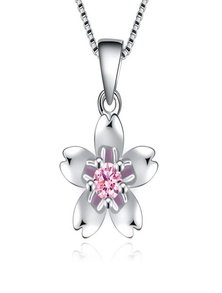 

pink cz crystal from rovski flower pendant necklaces for women cubic zirconia fashion jewelry accessories bride party jewelry gifts we454515, Silver