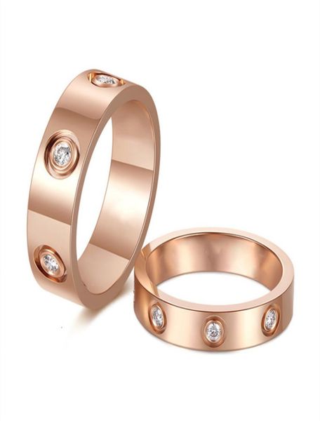 

kajia love rose gold six ring with titanium steel one line diamond for couples8346503, Silver