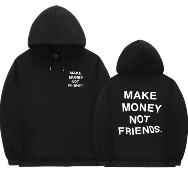 

streetwear hoodie make money not friends letter print autumn winter women men hip hop fleece pullover hoodies sweatshirts sxxl4383413, Black