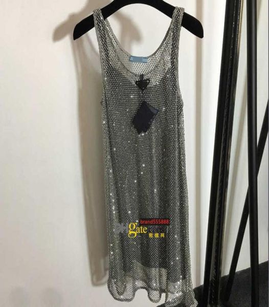 

hip hop hollow dresses brand dress full stud bling two pieces skirts women outdoor street style luxury long skirt2906132, Black;gray