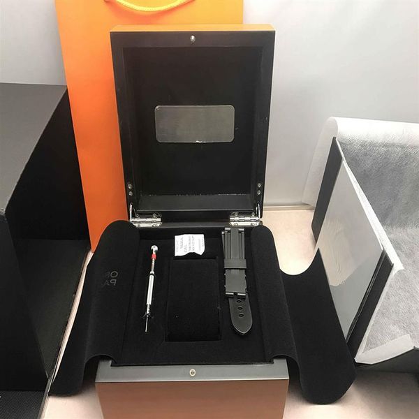 

factory supplier whole mens for pam watch box original wooden inner outer man's watches boxes papers wristwatch good quai194z, Black;blue