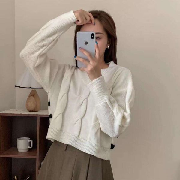 

style thickened sweater base lazy japanese early autumn striped for women, White;black