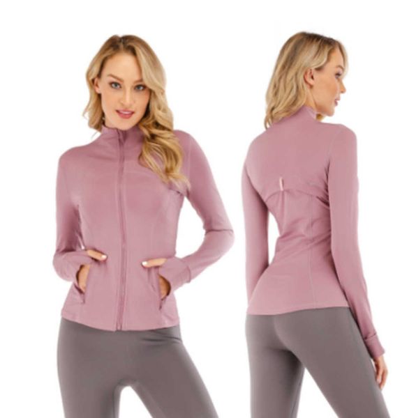 

lu-088 yoga jacket women's define workout sport coat fitness sports quick dry activewear solid zip up sweatshirt sportwear quick-drying, Black