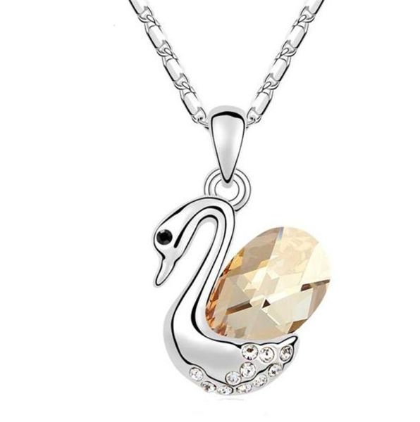 

100% original crystals from rovski elements necklaces pendants vintage pendant bijoux for women gift 109522170027, Silver
