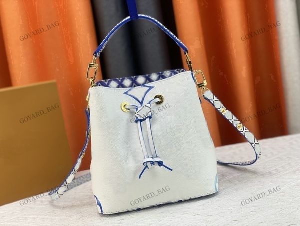 

summer by the pool neonoe mm bucket bag womens luxurys designer crossbody beige rose pink blue watercolor drawstring bags neo noe plaid patt