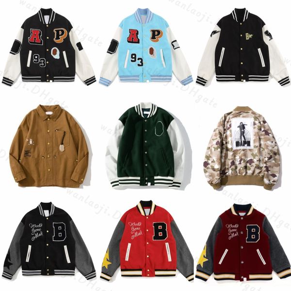 

mens jacket designer jacket varsity jacket baseball uniform spring autumn casual coat embroidery fashion tide sports loose coat sweatshirt m, Black;brown