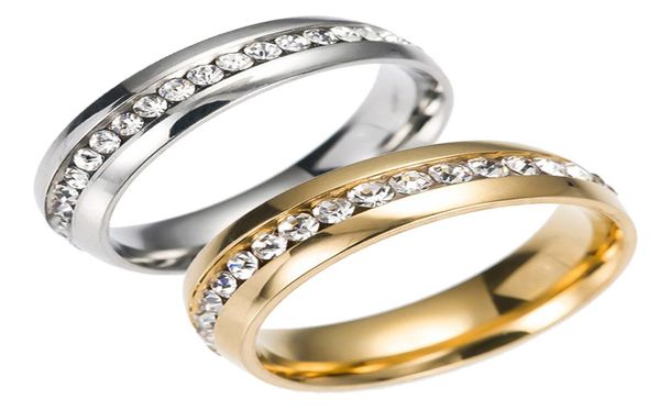 

whole 50pcs mix silver and gold plated one row full circle rhinestone stainless steel wedding jewelry rings6972333, Slivery;golden