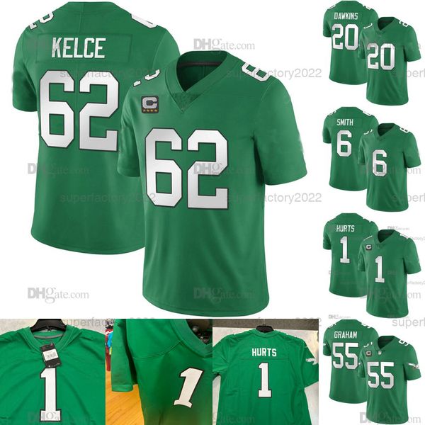 

2023 kelly green jason kelce eagles football jersey jalen hurts a.j. brown devonta smith brian dawkins brandon graham jalen carter slay jr m, Black;red
