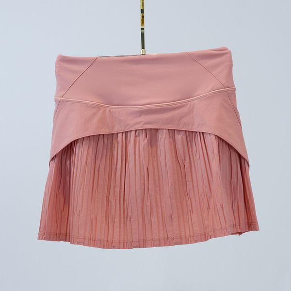 

lu fake two shorts women's tennis pleated skirt #1448, Black