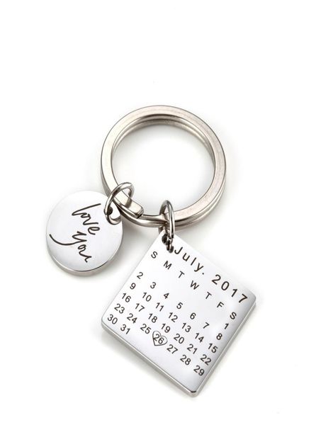

personalized calendar keychainsignature calendar key chain hand stamped calendar date highlighted with heart fathers mothers day8644743, Slivery;golden