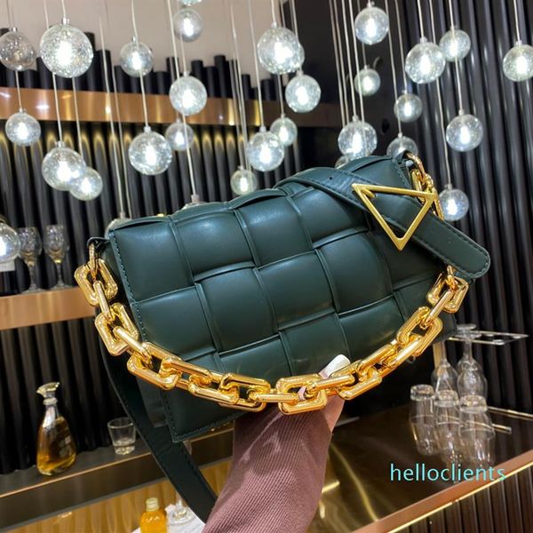 

luxury women's shoulder weave leather flap bag for women brand designer handbags thick chain crossbody bags female208w