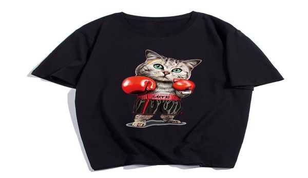 

ebaihui men039s o neck cotton short sleeve lovely boxinger cat tshirts funny cat animal men039s customized t shirts birthd1876242, White;black
