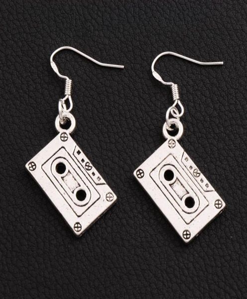 

music cassette tape earrings 925 silver fish ear hook 30pairslot antique silver chandelier e258 443x1628mm zhl25136207822
