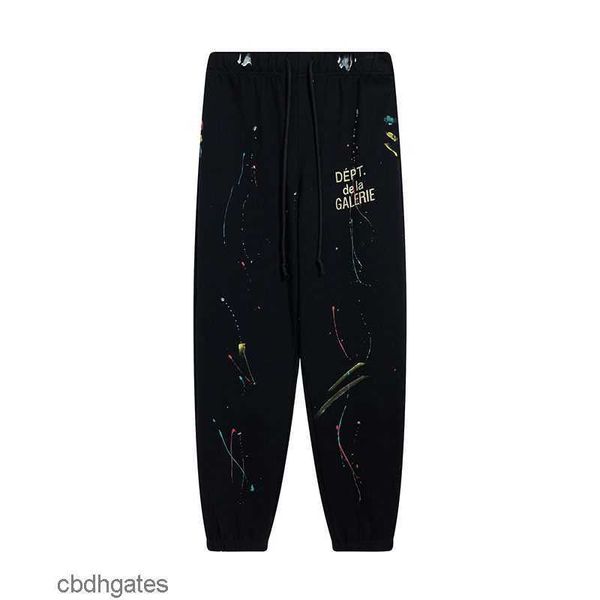 

women gallerry pants fashion long pant mens letters printing graffiti hand-painted ink cotton leggings men deptt sweat uty6, Black