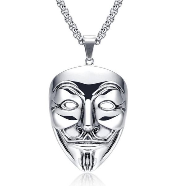 

pendant necklaces movie vmens collar con colgante de acero inoxidable cadena hip hop adecuado para vendetta anonymous8930079, Silver
