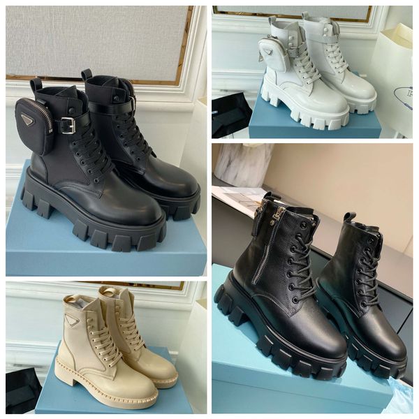 

designer boots booties womens boots luxury boots motocycle platform boots autumn winter new triangle martin boots chunky designer for women, Black